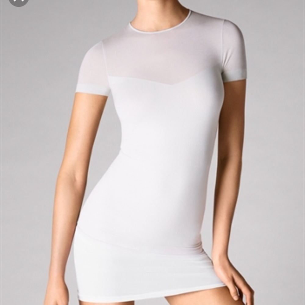 NIB Wolford Opaque Transparent Nature Shirt, White